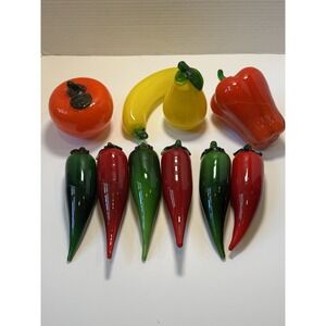 MID-CENTURY VINTAGE Murano Style Hand-Blown Textured Glass Fruit & Vegetables 10
